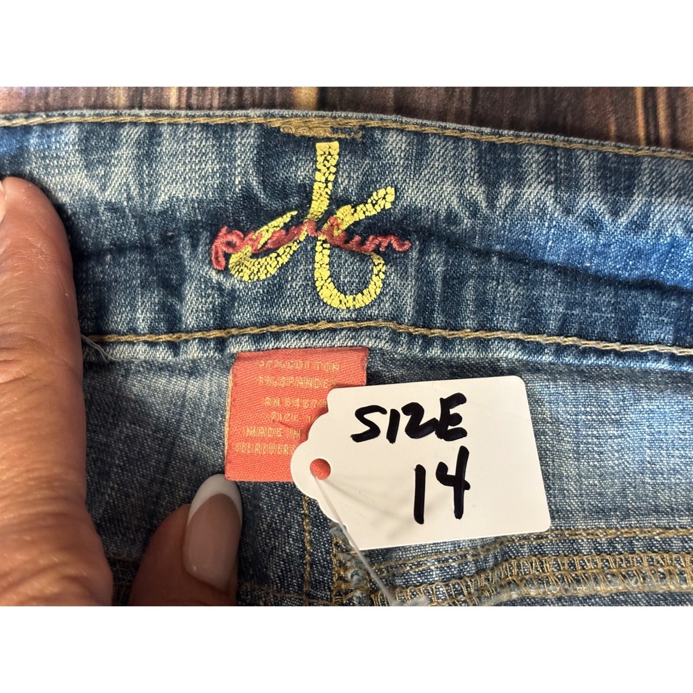 J6 Premium Jeans Women Flare Bootcut Light Wash Embroidered Pockets Size 14 - Picture 15 of 16